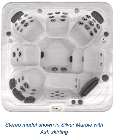 Stereo model shown in Silver Marble with Ash skirting